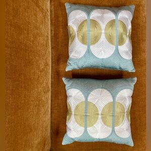 West Elm Satin/Cotton Quilted Pillow Covers - 12” x 12” - Set of Two